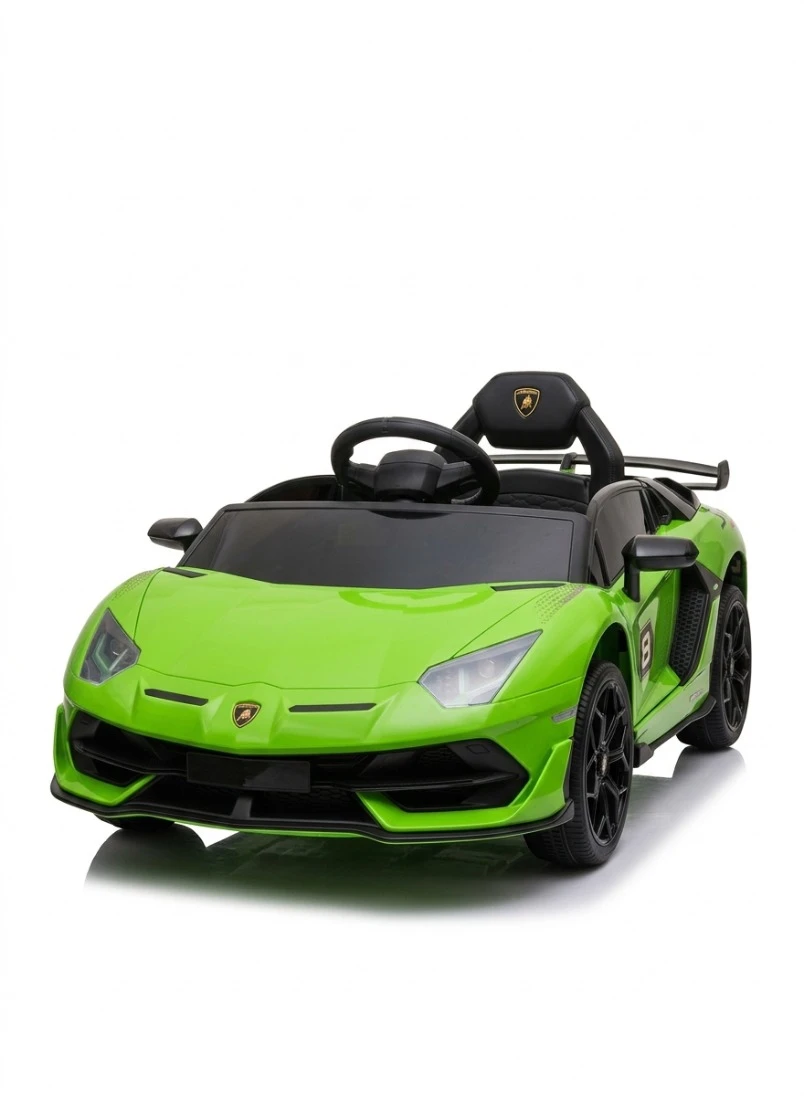 LAMBORGHINI AVENTADOR SVJ RIDE-ON TOY CAR: Lamborghini Ride On Car, 12V Electric Toy Car, Green Electric Car Kids, Kids Supercar Ride On, Lamborghini SVJ Toy