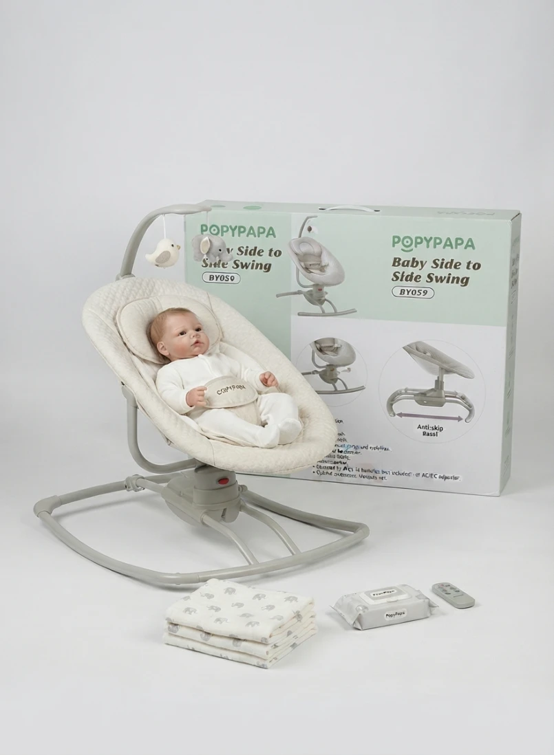 POPYPAPA BABY SIDE -TO-SIDE SWING: Electric Baby Rocker, Infant Automated Bouncer, Baby Swing BY059, Musical Baby Cradle, Remote Control Baby Swing, Newborn Soothing Chair,  Baby Swing, Infant Comfort