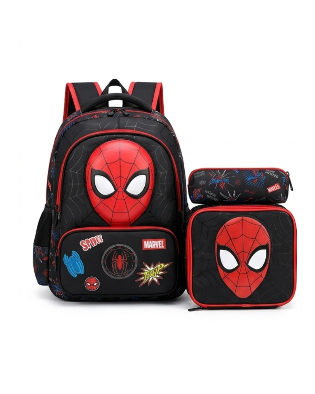 SPIDER MAN 3-IN-1 BACKPACK SET: Spidey School Bag, Spider Man Bag, Superhero Backpack, Spider Web Bag, Marvel Theme Bag, Kids School Bag, Children School Bag, School Backpack, Student Backpack, Kids B