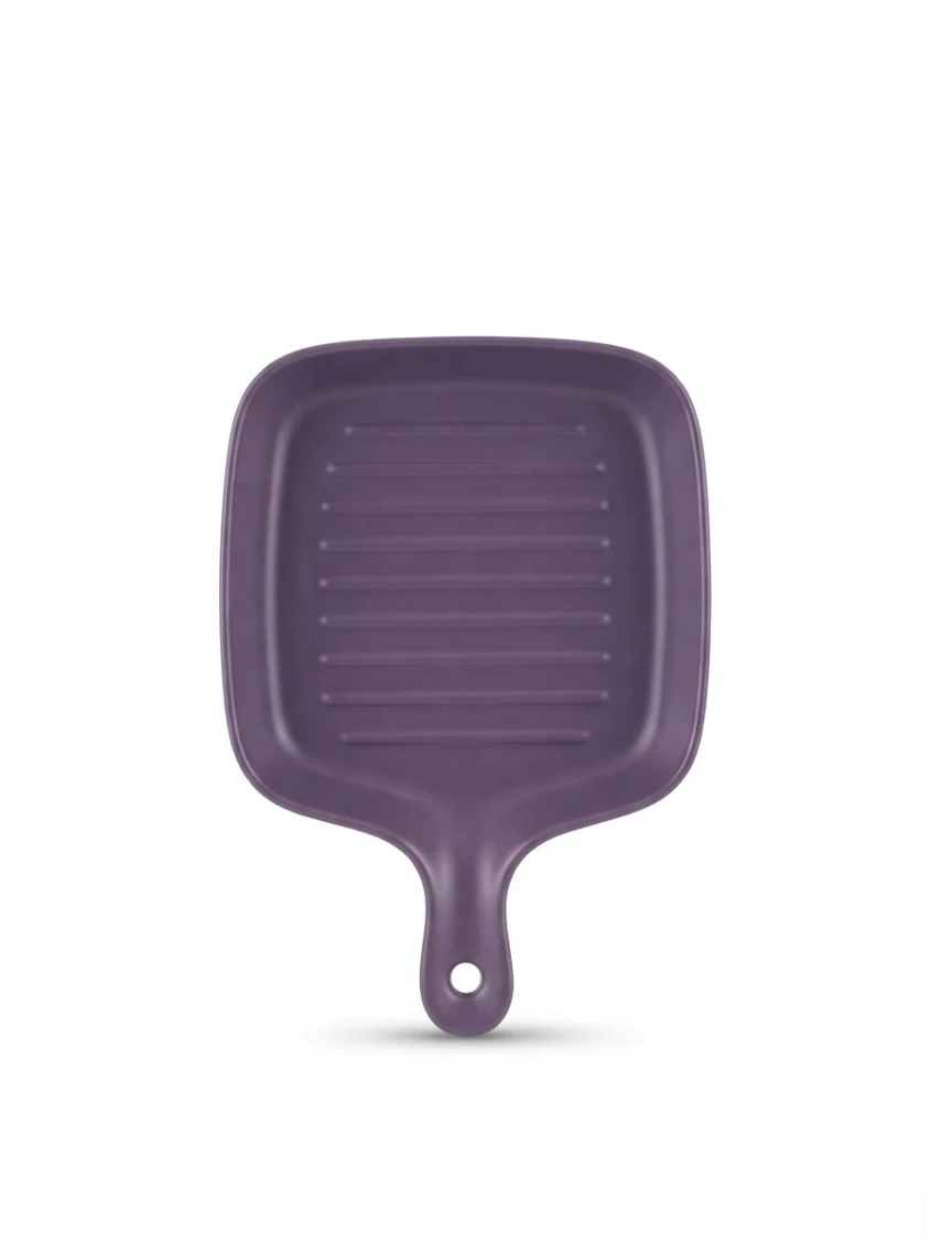 FLAT PLATE: Square Baking Dish, Handle Plate, Purple Ceramic Dish, Steak Plate, Grill Pan with Handle, Oven to Tableware, Kitchen Accessories, Ceramic Serveware, Modern Dinnerware, Tapas Platter, Aest