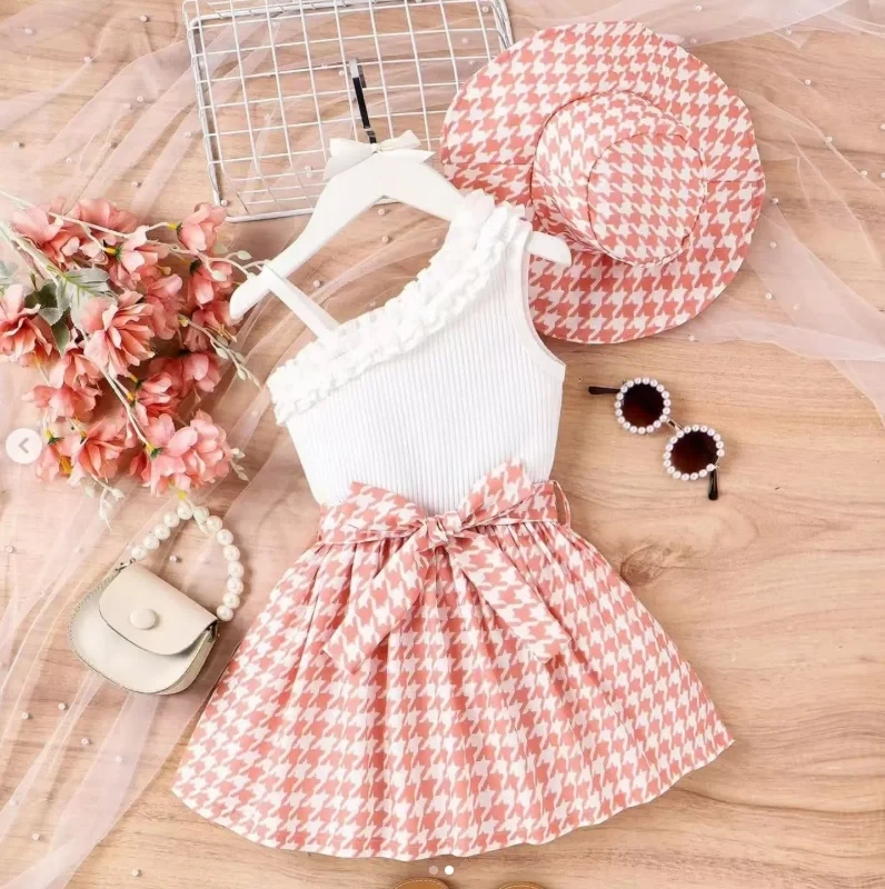 ABY GIRLS SLEEVELESS ONE SHOULDER RUFFLE DRESS