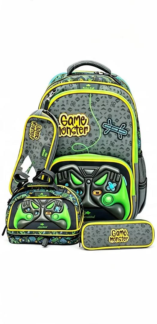 GLOSSY BIRD GAME MONSTER 3IN1 BACKPACK - 3In1 Backpack, Kids 3In1 Backpack, Kids Backpack, Kids School Bag, Children Backpack, Kids Bag, School Backpack, Boys Backpack, Girls Backpack