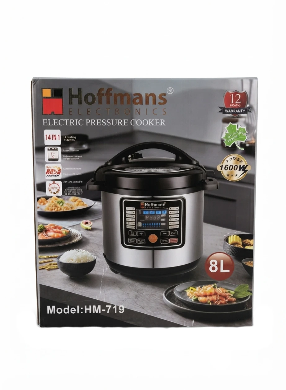 HOFFMANS 14-IN-1 ELECTRIC PRESSURE COOKER 8L: Pressure Cooker, 8L Pressure Cooker, 1600W Pressure Cooker, 14 in 1 Multi Cooker, Automatic Rice Cooker, Slow Cooker, Digital Pressure Cooker, Kitchen App