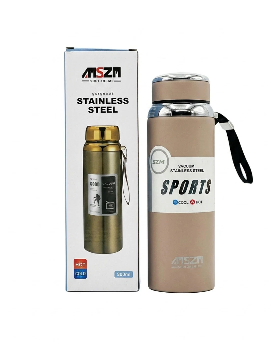 SZM SPORTS VACUUM WATER BOTTLE: SZM, SZM Water Bottle, SZM Vacuum Bottle, SZM Stainless Steel, 800ml Water Bottle, Vacuum Insulated Bottle, Sports Water Bottle, Stainless Steel Water Bottle