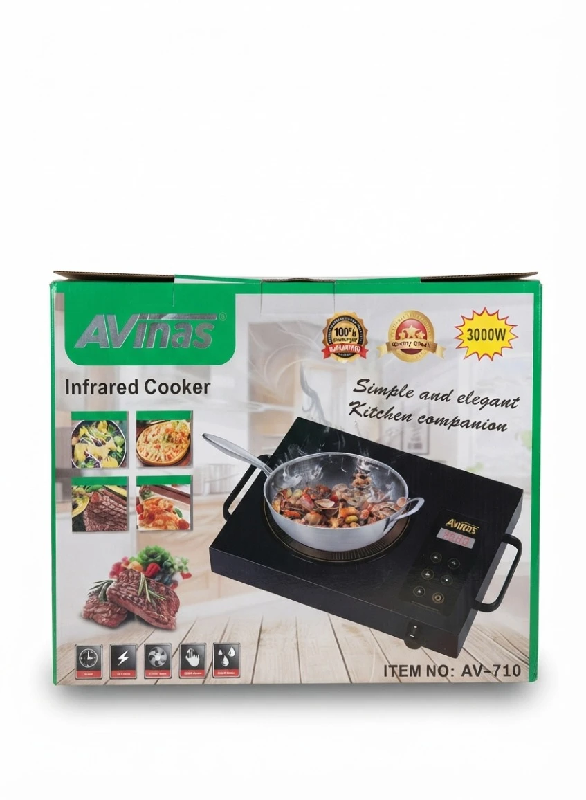AVINAS INFRARED COOKER: AVINAS Infrared Cooker AV-710, 3000W Electric Infrared Stove, Universal Cookware Countertop Cooker, Digital Touch Screen Electric Burner, AVINAS Kitchen Stove, Fast Heating Coo