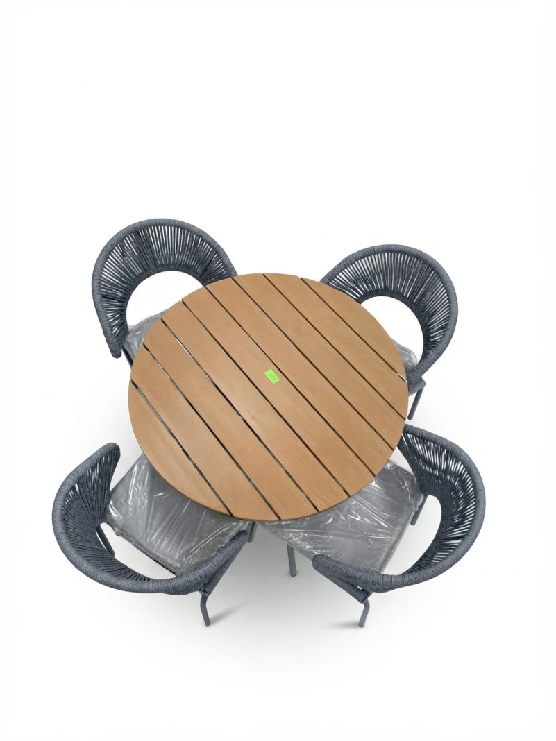 5-PIECE PATIO DINING SET: Outdoor Furniture, Patio Set, 5-Piece Dining Set, Round Patio Table, Rope Weave Chairs, Garden Furniture, Backyard Dining Set, Outdoor Lounge Seating, Modern Patio Decor, Out