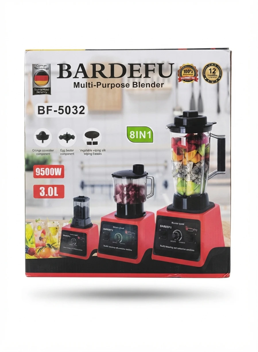 BARDEFU MULTI-PURPOSE 8-in-1 HIGH-POWER BLENDER & FOOD PROCESSOR SYSTEM:  Multi Purpose Blender, Commercial Blender 9500W, High Power Blender, Food Processor Set, Dry Spice Grinder, Coffee Bean Grinde