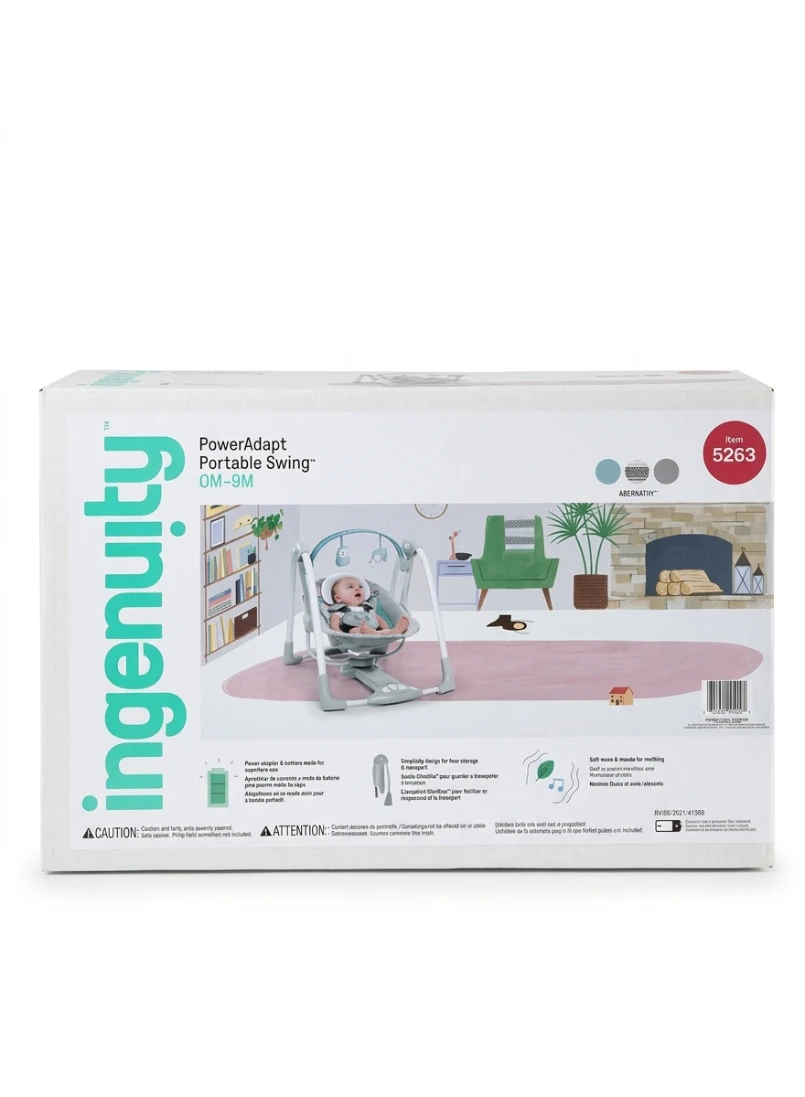 INGENUITY POWERADAPT PORTABLE SWING: Baby Swing, Ingenuity PowerAdapt Swing, Portable Baby Swing, Electric Infant Rocker, Travel Baby Swing, Compact Baby Swing, Baby Nursery Gear, Infant Comfort Seat