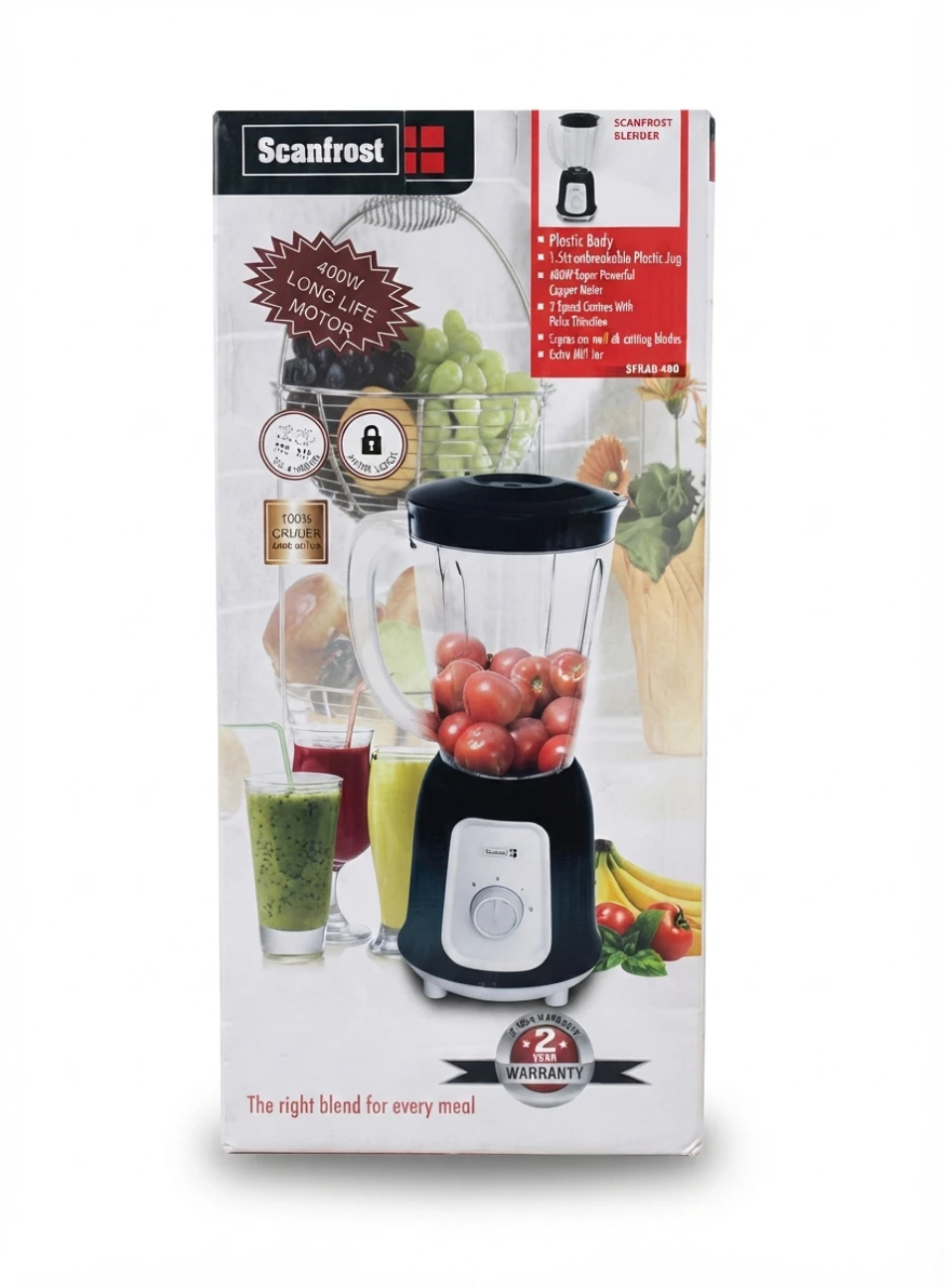 SCANFROST 1.5L BLENDER: 400W Blender, Unbreakable Jug Blender, Electric Food Blender, Dry Mill Grinder, Coffee Grinder, Smoothie Blender, Kitchen Appliances, Electric Fruit Juicer Machine, Tabletop Bl
