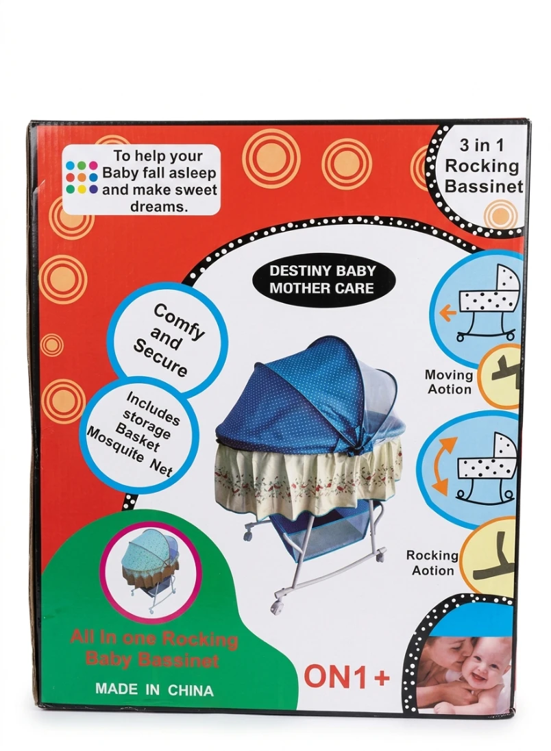 DESTINY BABY MOTHER CARE 3-IN-1 ROCKING BASSINET: Destiny Baby Rocking Bassinet, Infant Rocking Bed, Baby Bed with Mosquito Net, Portable Baby Bassinet, Newborn Sleeping Crib, Baby Nursery Gear,Infant