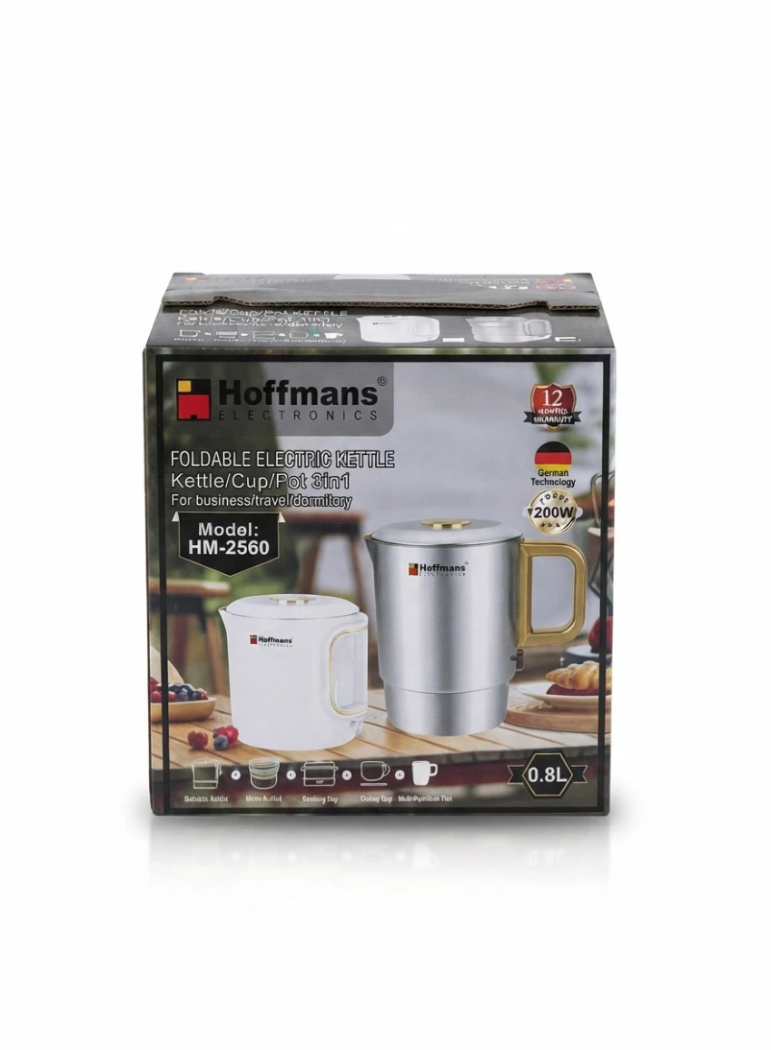 HOFFMANS 3-IN-1 FOLDABLE ELECTRIC KETTLE , CUP, and POT: Hoffmans, Electric Kettle, Foldable Kettle, Travel Kettle, 3-in-1 Kettle, Portable Pot, Kitchen Appliances, Travel Accessories, Compact Cookwar