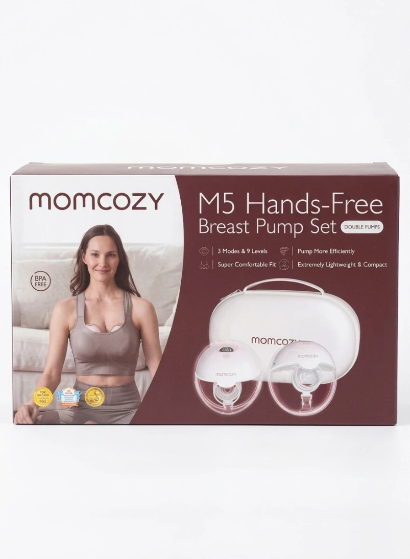 MOMCOZY M5 HANDS-FREE BREAST PUMP SET (DOUBLE PUMPS): Momcozy M5, Momcozy M5 Double Set, Hands Free M5 Pump, Momcozy Travel Case Pump, Wearable Double Breast Pump