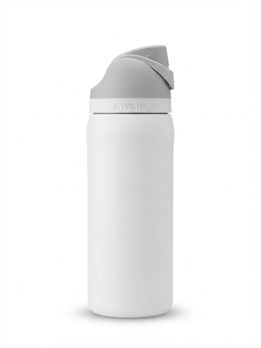 OWALA FREESIP INSULATED STAINLESS STEEL WATER BOTTLE: Owala FreeSip Water Bottle, Owala Insulated Stainless Steel Bottle, White Grey Owala Bottle, Vacuum Insulated Water Bottle, Owala FreeSip Spout Th
