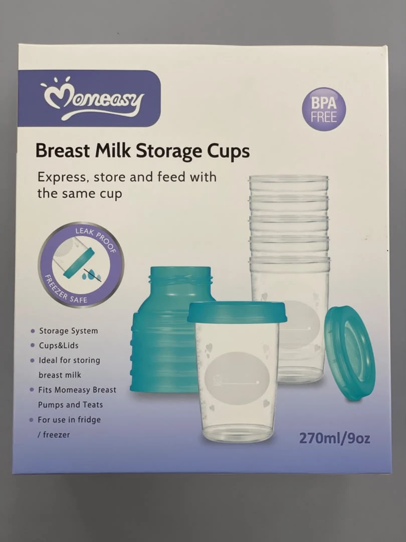MOMEASY BREAST MILK STORAGE CUPS -  Breast Milk Storage Cups #MilkStorage Cups, Breast Milk Containers, Breast feeding Essentials, Nursing Essentials, Mom Care Products