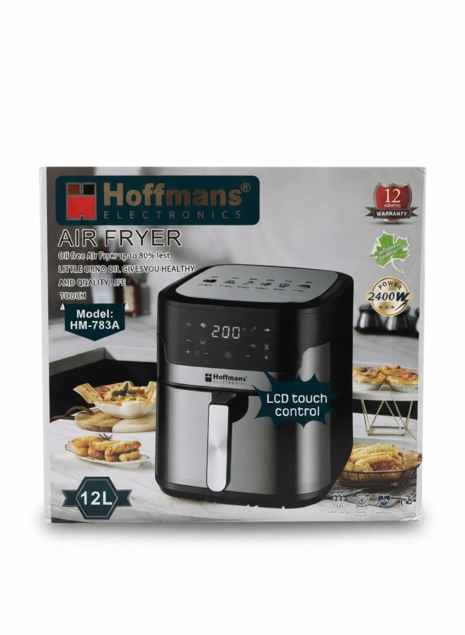 HOFFMANS AIR FRYER OVEN: Hoffmans Air Fryer HM-783A, 12L Digital Air Fryer Oven, 2400W Touchscreen Multicooker, Extra Large Air Fryer, LCD Countertop Oven, Multi-Tier Oil-Free Fryer