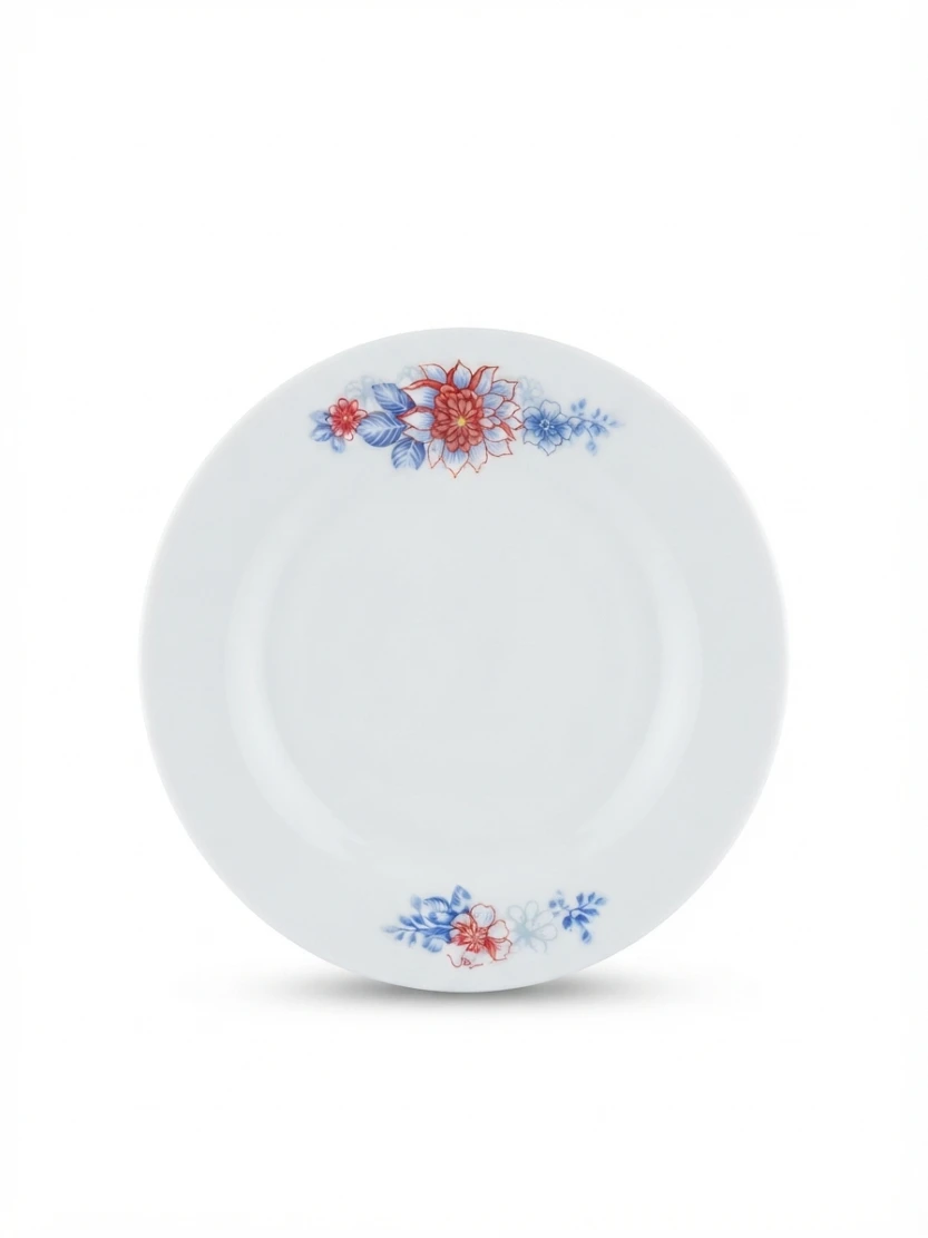 PLATE: Ceramic Dinner Plate, Floral Porcelain Plate, Flat Plate, Round Dinner Plate, White Floral Dinnerware, Porcelain Serve ware, Elegant Tableware, Kitchenware, Classic Dinnerware, Salad Plate, Mai