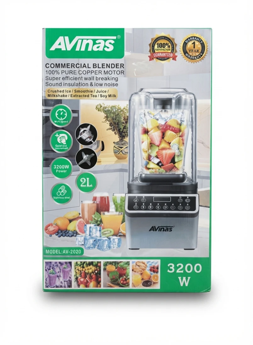 AVINAS COMMERCIAL BLENDER: high power blender, smoothie blender, juice blender, ice crushing blender, milkshake blender, stainless steel blender, commercial smoothie blender, heavy duty blender, blend