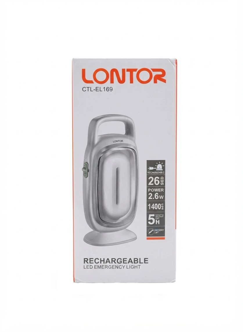 LONTOR RECHARGEABLE LED EMERGENCY LIGHT: Lontor Rechargeable Emergency Light CTL-EL169, Lontor LED Emergency Lamp, 26 SMD LED Light, Portable Rechargeable Light 1400mAh, Backup Power Light, Emergency 