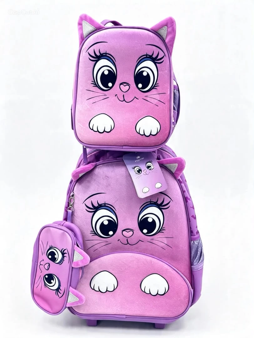 GLOSSY BIRD 3IN1 KIDS CATTY EYES BACKPACK -  Kids Backpack, Kids School Bag, Children Backpack, Kids Bag, School Backpack, 3IN1 Bags