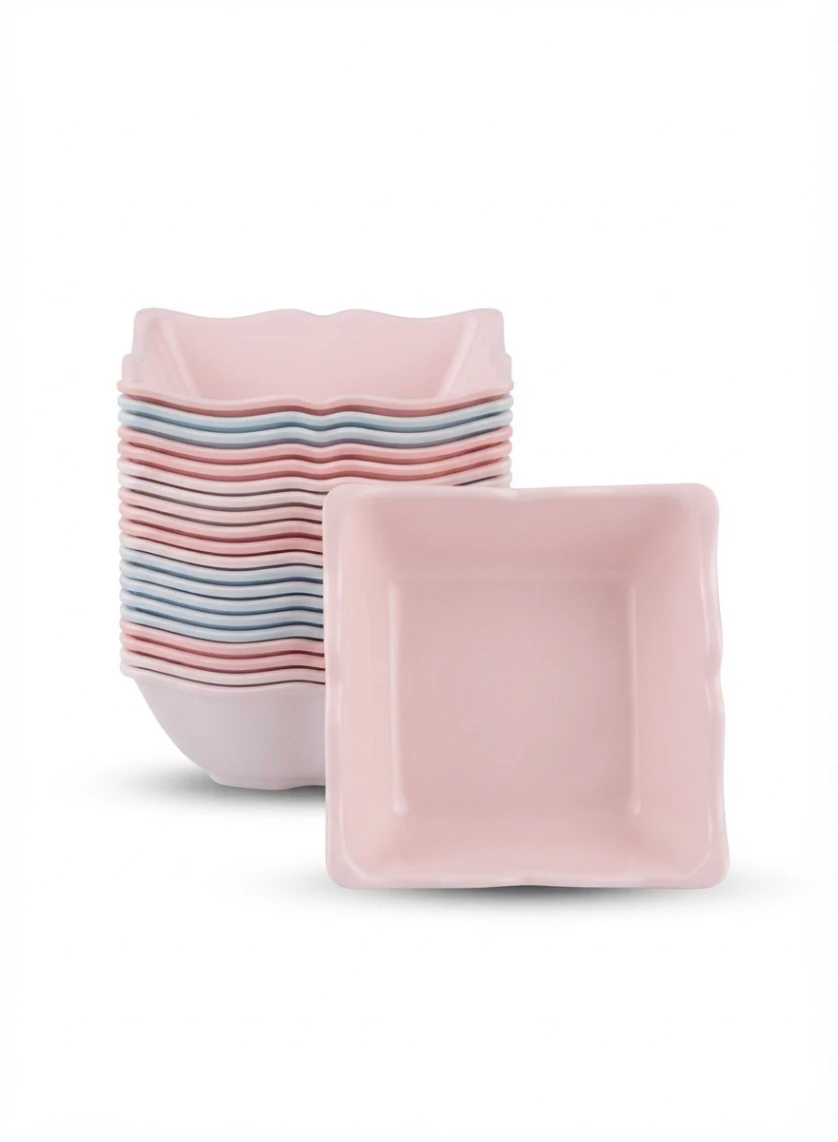 KITCHEN GOLD PLATE: Pastel Ceramic Bowls, Square Dipping Bowls, Pink Ceramic Bowls, Blue Dessert Bowls, Tapas Bowls, Kitchen Accessories, Pastel Tableware, Stackable Bowls, Cute Dinnerware, Condiment 