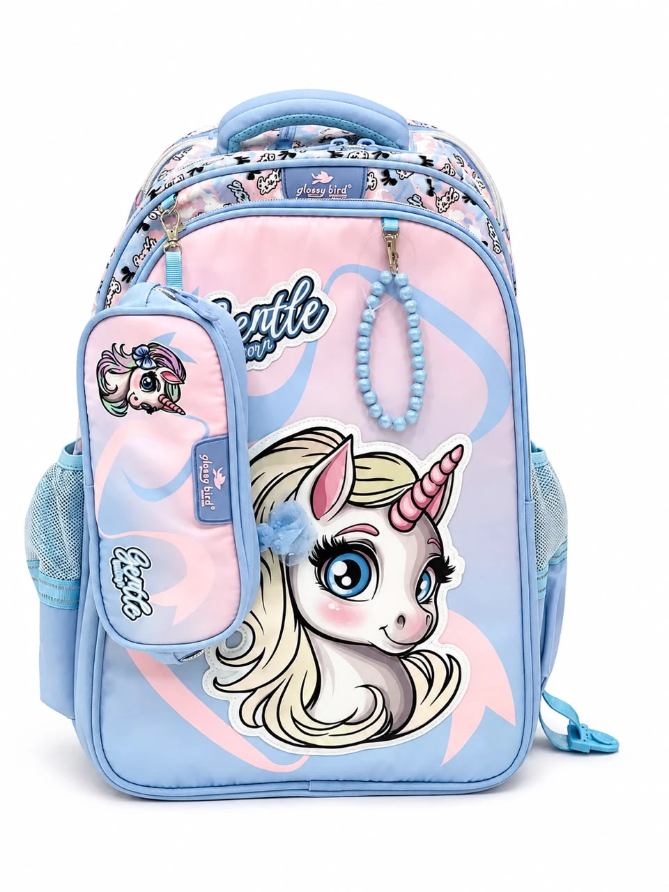 GLOSSY BIRD GENTLE UNICORN 3IN1 BACKPACK-  Unicorn School Bag, Unicorn Bag, 3in1 Backpack, 3in1 School Bag, Kids Backpack, Kids School Bag