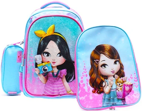 Kids Backpack Set - Kids Backpack Set, School Bag Set, Cartoon School Bag, Children's Backpack, Kids School Backpack, Backpack with Lunch Bag, Cartoon Lunch Bag, Pencil Case Set, Back-to-School Bag, B