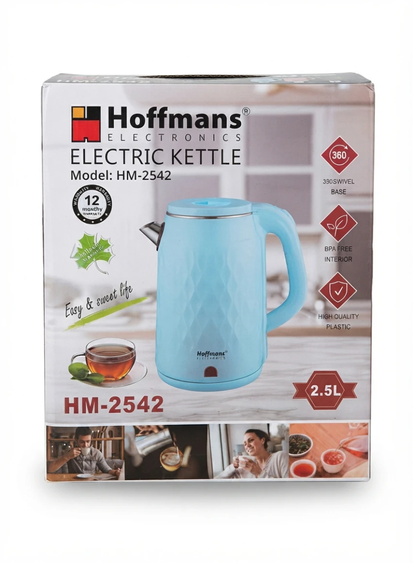 HOFFMANS ELECTRIC KETTLE: Hoffmans, Electric Kettle, 2.5L Kettle, Kitchen Appliances, Blue Kettle, Home and Living, Countertop Appliances, Tea Kettle, Modern Kitchen Decor, BPA-Free Kettle, Fast Boili