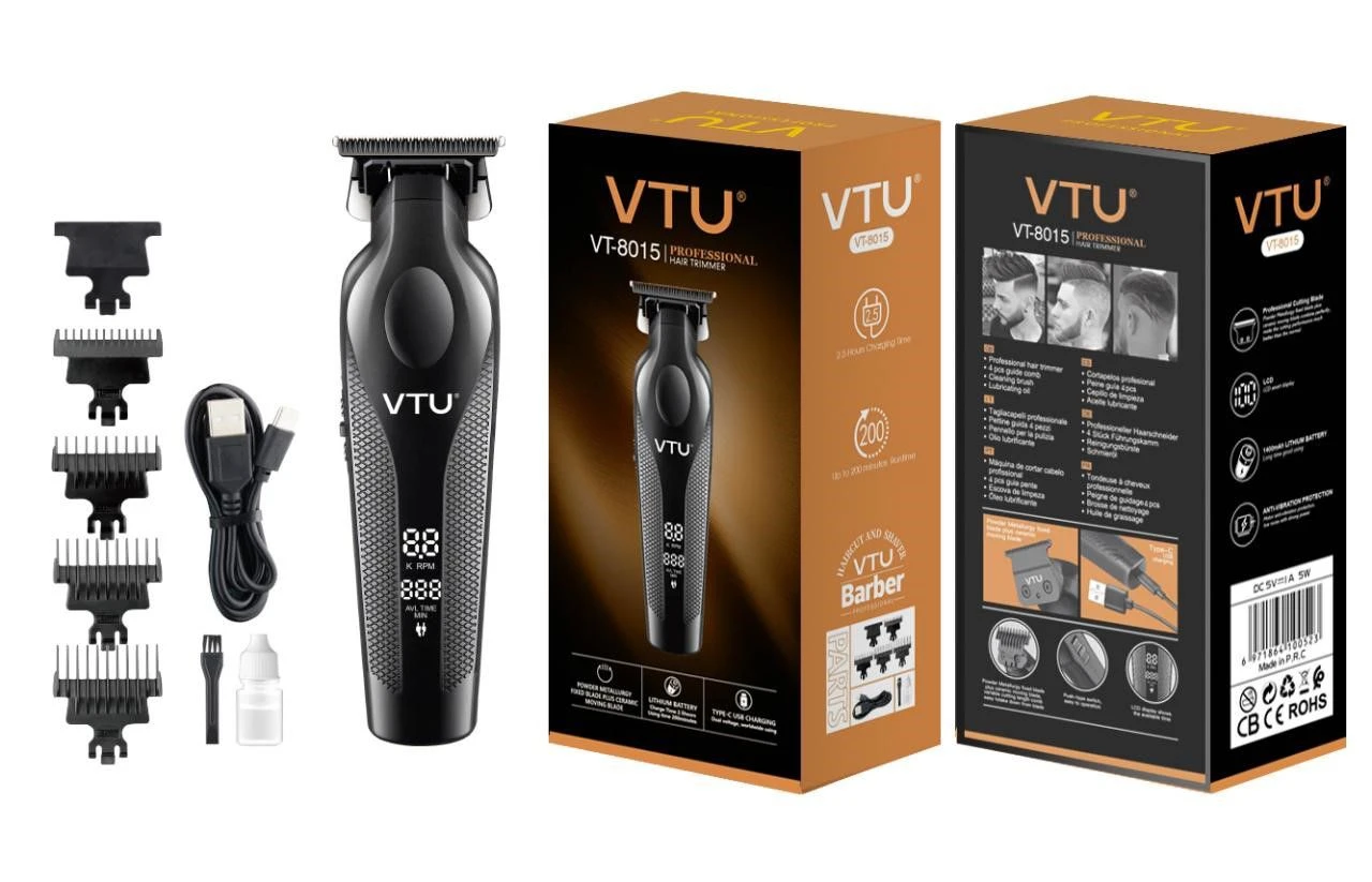 VTU PROFESSIONAL HAIR TRIMMER - Barber Clipper, Men's Grooming Kit, Hair Cutting Machine, Precision Trimmer, Electric Hair Clipper, Stainless Steel Hair Trimmer, Hair Grooming Tool, Home Hair Clipper